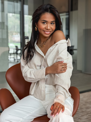 Chemise lignée Sandrine - Beige