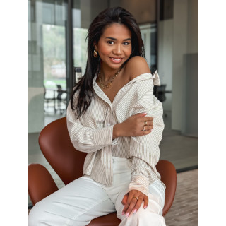 Chemise lignée Sandrine - Beige