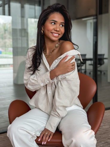 Chemise lignée Sandrine - Beige