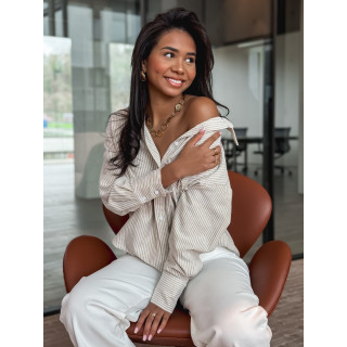 Chemise lignée Sandrine - Beige