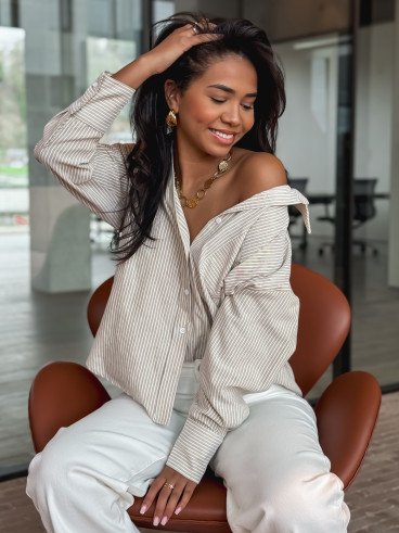 Chemise lignée Sandrine - Beige