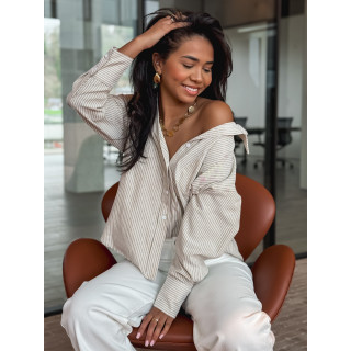 Chemise lignée Sandrine - Beige