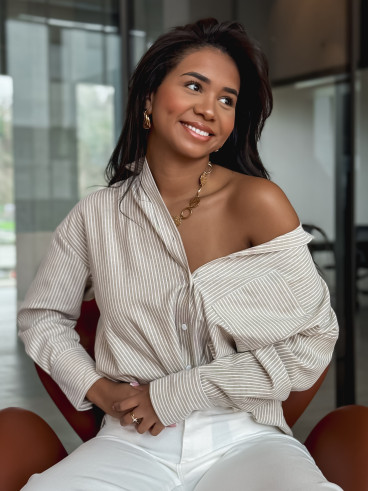 Chemise lignée Sandrine - Beige