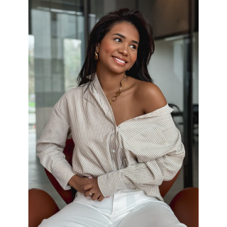 Chemise lignée Sandrine - Beige