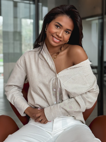 Chemise lignée Sandrine - Beige