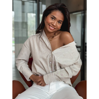 Chemise lignée Sandrine - Beige