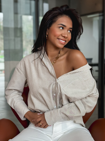 Chemise lignée Sandrine - Beige