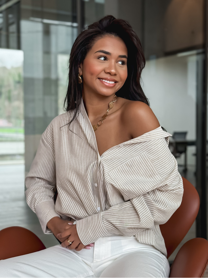 Chemise lignée Sandrine - Beige