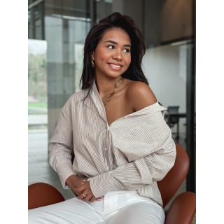 Chemise lignée Sandrine - Beige