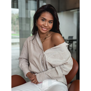 Chemise lignée Sandrine - Beige