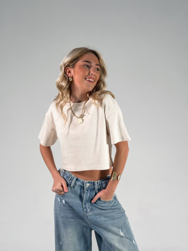 Crop T-shirt Clélia - Beige