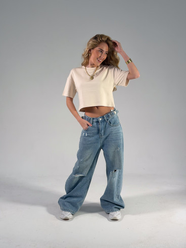 Crop T-shirt Clélia - Beige