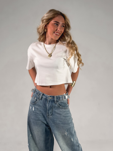 Crop T-shirt Clélia - Blanc