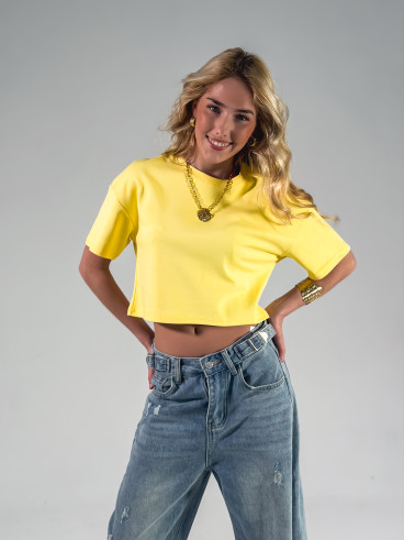 Crop T-shirt Clélia - Jaune