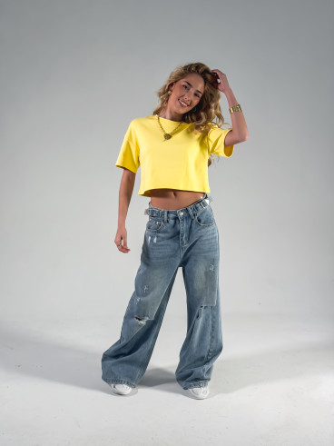 Crop T-shirt Clélia - Jaune