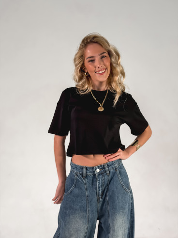 Crop T-shirt Clélia - Noir