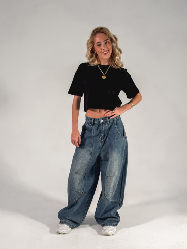 Crop T-shirt Clélia - Noir