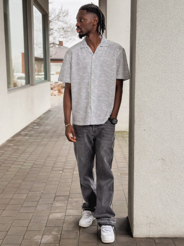 Chemise à motif Johan - Blanc/Noir