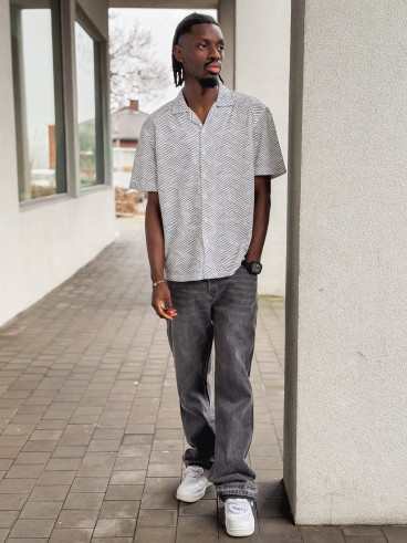 Chemise à motif Johan - Blanc/Noir Chemise à motif Johan - Blanc/Noir