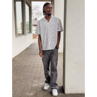 Chemise à motif Johan - Blanc/Noir