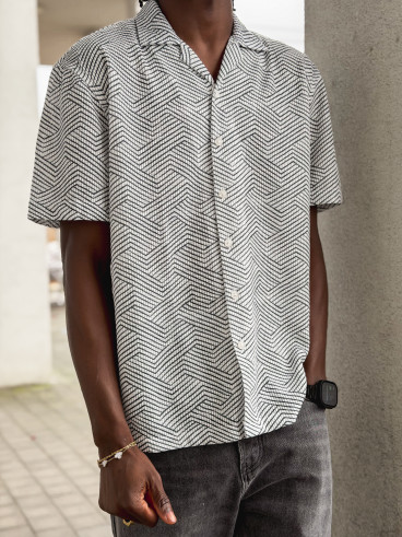 Chemise à motif Johan - Blanc/Noir Chemise à motif Johan - Blanc/Noir