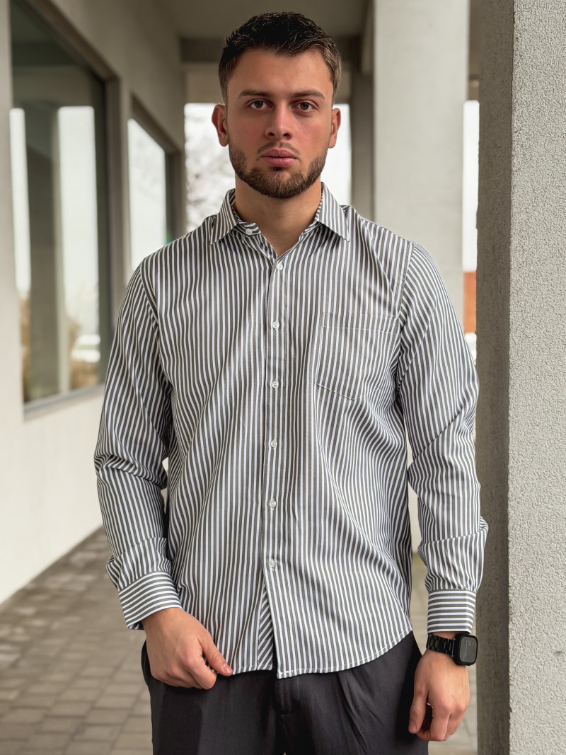 Chemise lignée Mario - Kaki Chemise lignée Mario - Kaki