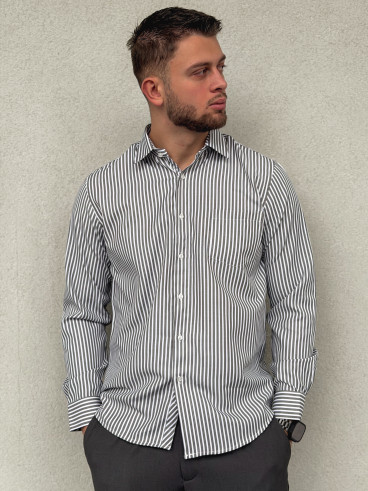 Chemise lignée Mario - Kaki Chemise lignée Mario - Kaki