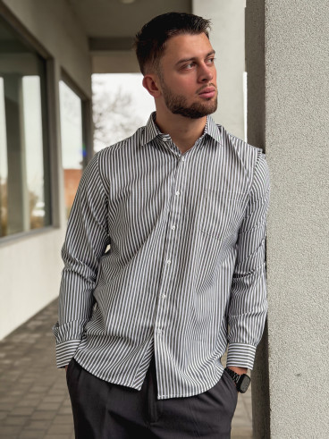 Chemise lignée Mario - Kaki Chemise lignée Mario - Kaki