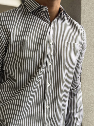 Chemise lignée Mario - Kaki Chemise lignée Mario - Kaki