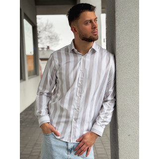 Chemise lignée Joachim - Greige/Blanc