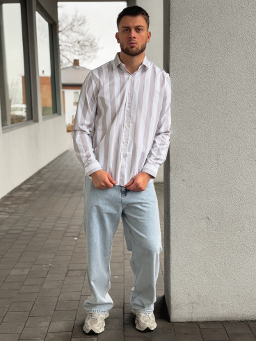 Chemise lignée Joachim - Greige/Blanc