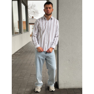 Chemise lignée Joachim - Greige/Blanc