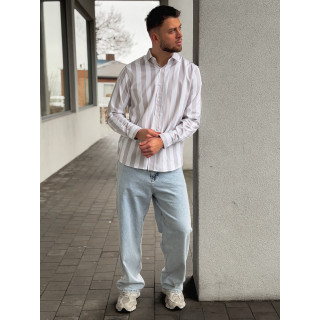 Chemise lignée Joachim - Greige/Blanc