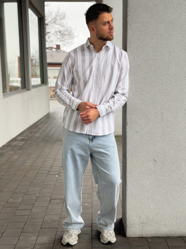 Chemise lignée Joachim - Greige/Blanc