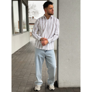 Chemise lignée Joachim - Greige/Blanc