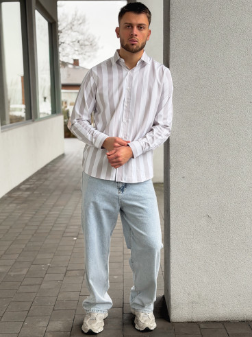 Chemise lignée Joachim - Greige/Blanc