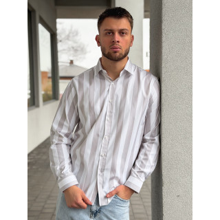 Chemise lignée Joachim - Greige/Blanc