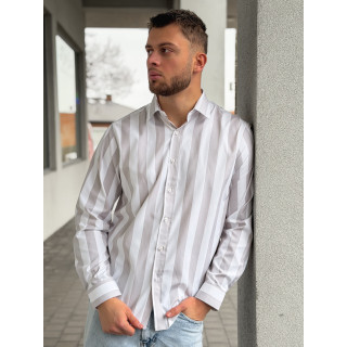 Chemise lignée Joachim - Greige/Blanc