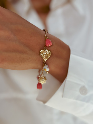 Bracelet Fleurette - Doré/Rose