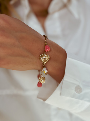 Bracelet Fleurette - Doré/Rose