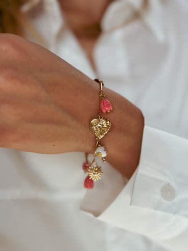 Bracelet Fleurette - Doré/Rose