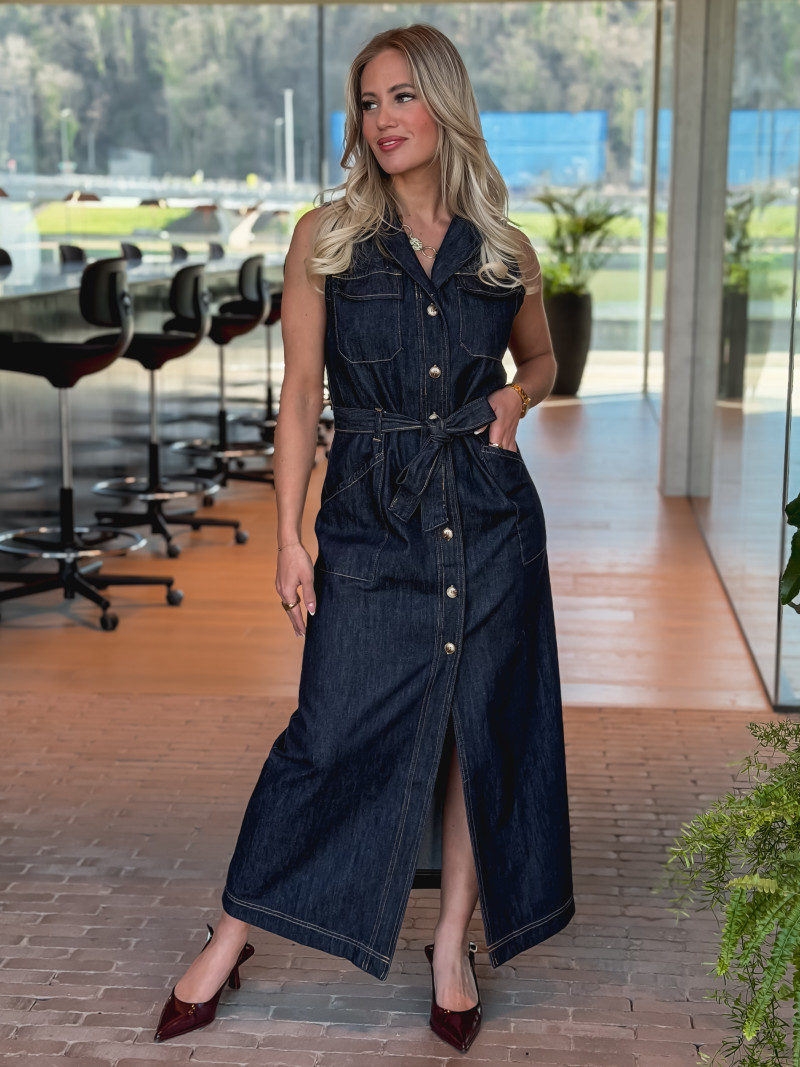Robe longue en jeans Sivana - Bleu foncé