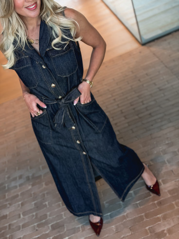 Robe longue en jeans Sivana - Bleu foncé