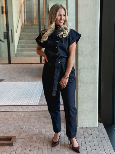 Combinaison pantalon en jeans Sylvia - Bleu foncé