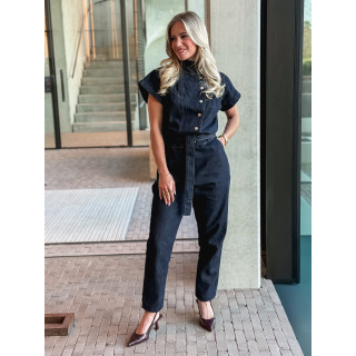 Combinaison pantalon en jeans Sylvia - Bleu foncé