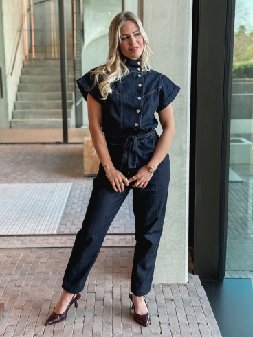 Combinaison pantalon en jeans Sylvia - Bleu foncé