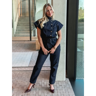 Combinaison pantalon en jeans Sylvia - Bleu foncé