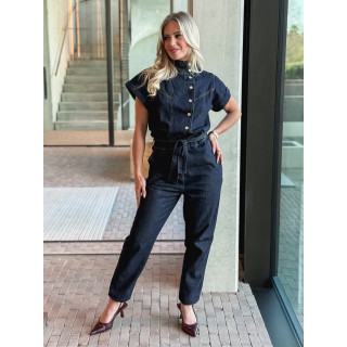 Combinaison pantalon en jeans Sylvia - Bleu foncé