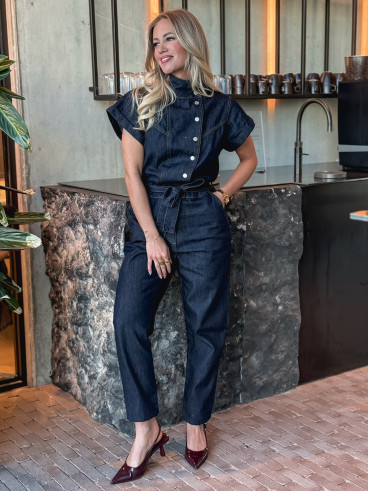 Combinaison pantalon en jeans Sylvia - Bleu foncé