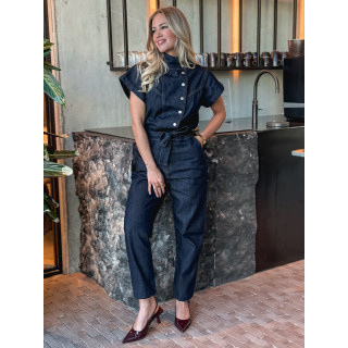 Combinaison pantalon en jeans Sylvia - Bleu foncé